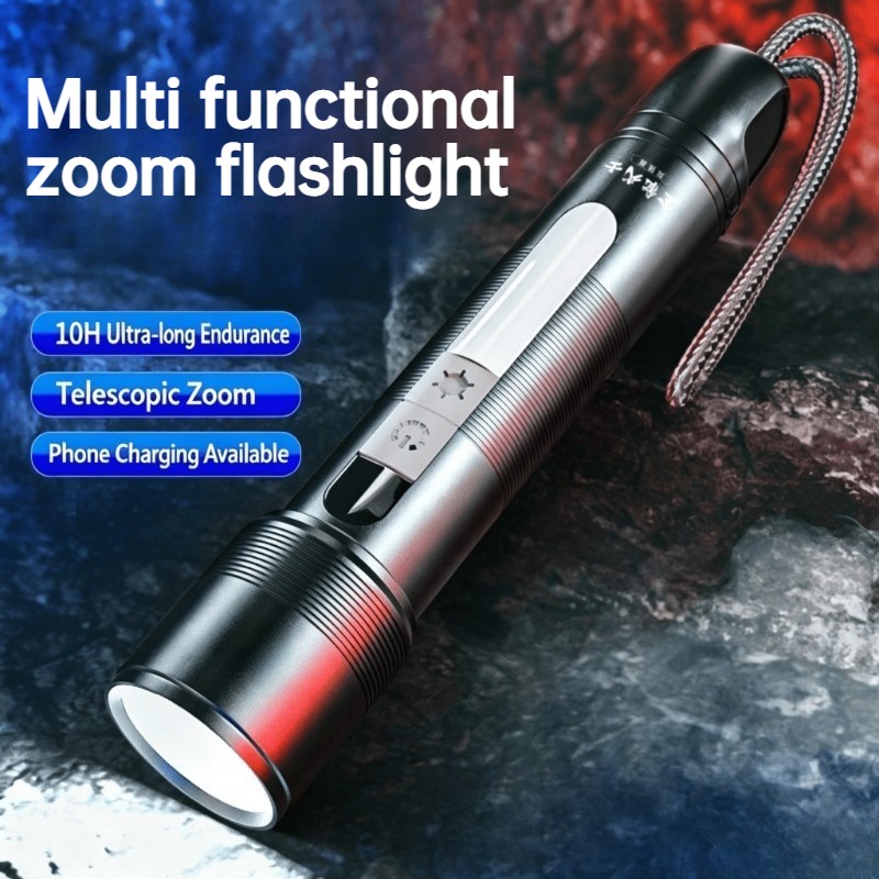 Outdoor Lighting Rechargeable - Linterna LED Multifuncional con Zoom, Luz