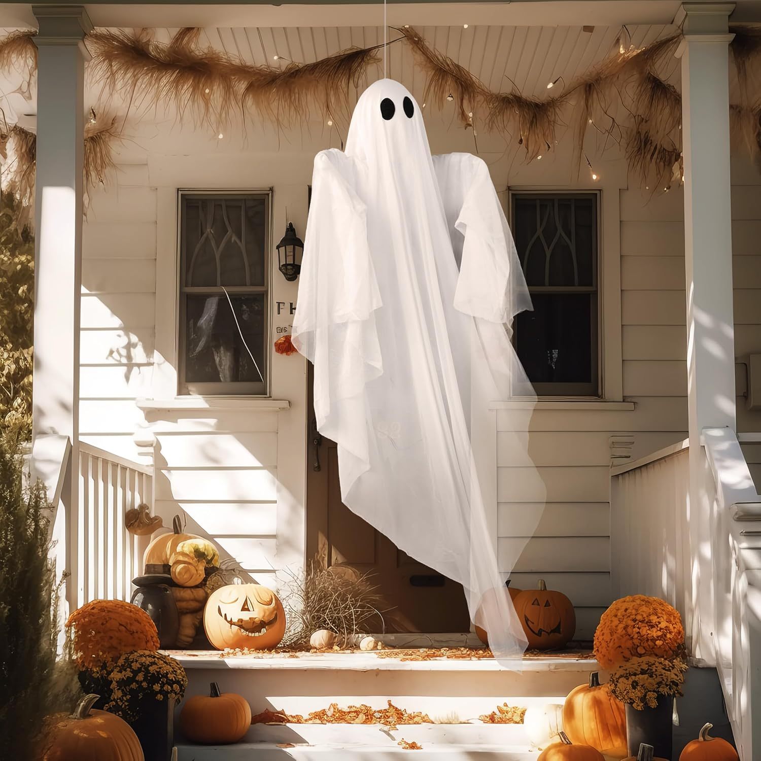 Outdoor Lighting Front Yard - Fantasma colgante de Halloween con luz