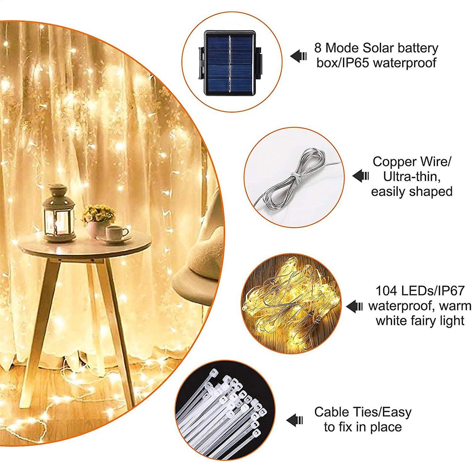 Outdoor Lighting Under Pergola - Guirnalda de luces solares para sombrilla,