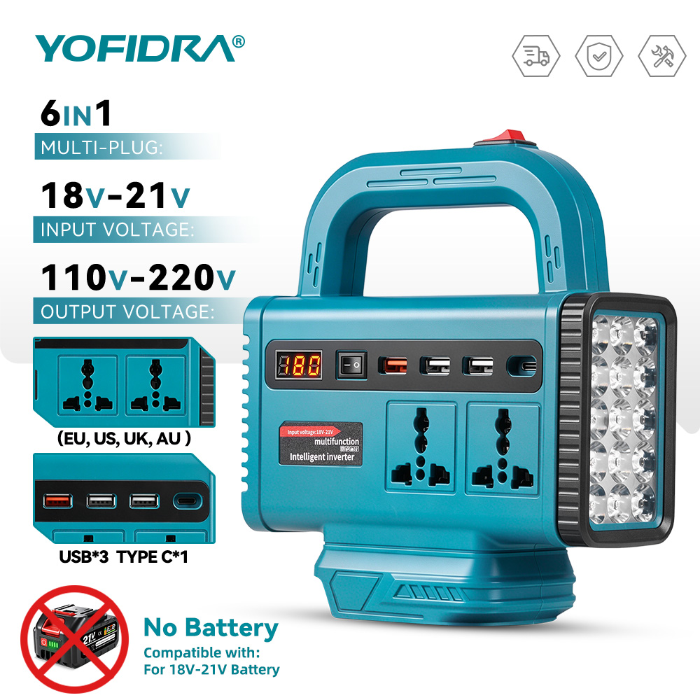 Outdoor Lighting Socket - Inversor de corriente portátil YOFIDRA 220V,