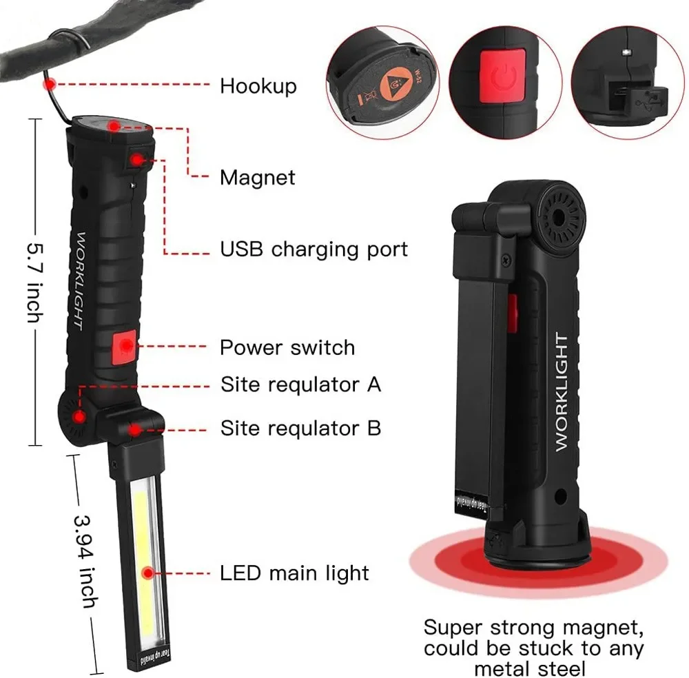 Linterna LED COB portátil, luz - Outdoor Lighting Rechargeable reseña y precio