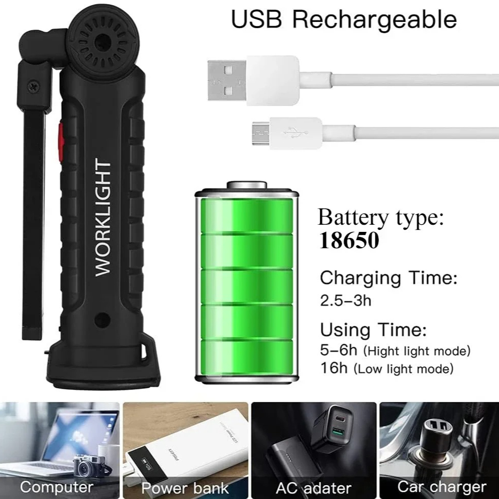 Linterna LED COB portátil, luz - Outdoor Lighting Rechargeable reseña y precio
