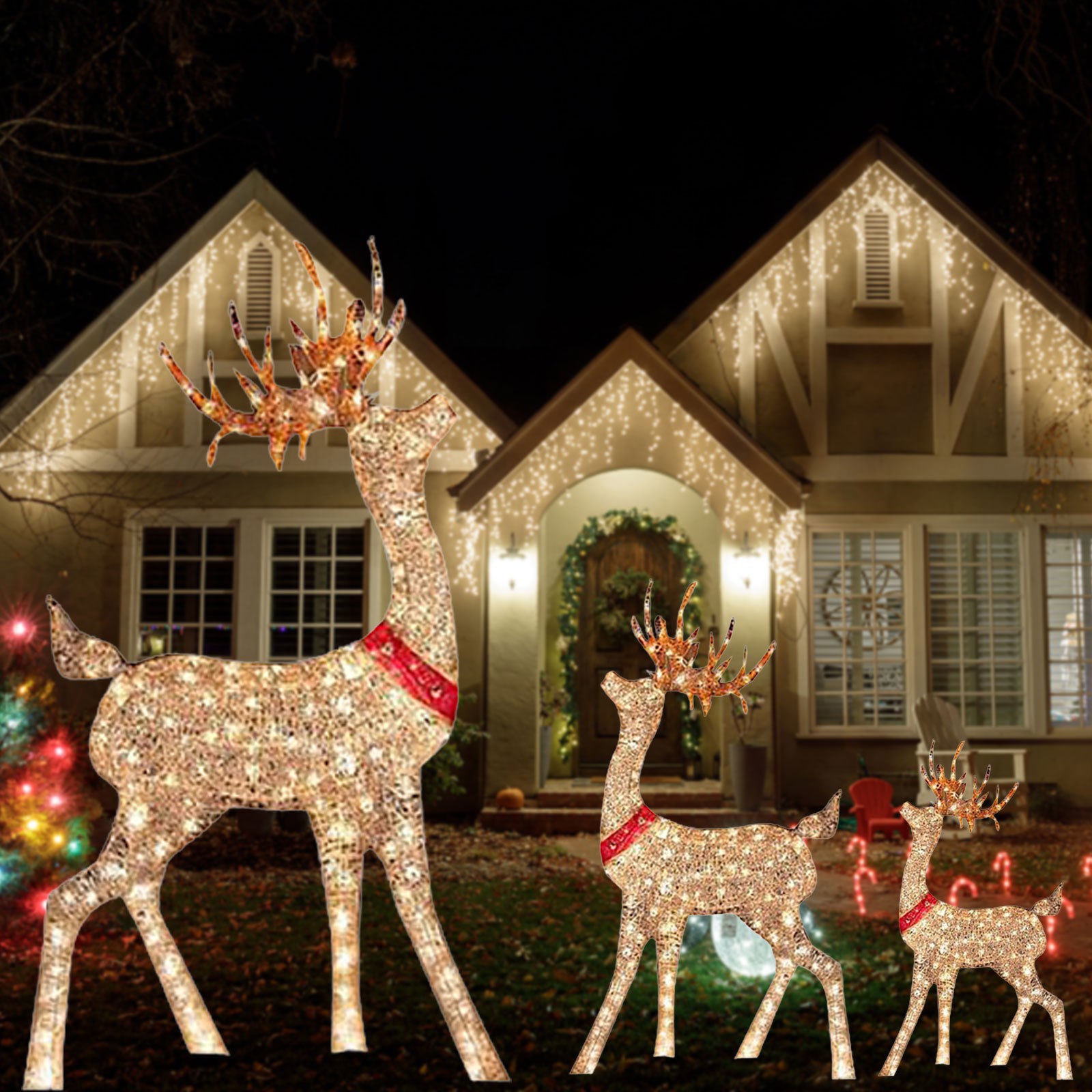 Decoración navideña iluminada, - Outdoor Lighting Front Yard reseña y precio
