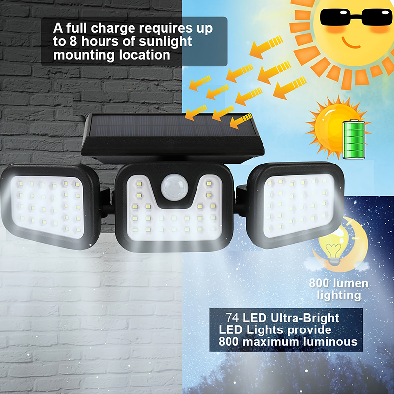 Lámpara Solar de 74 LED con 3  - Outdoor Lighting Front Yard reseña y precio