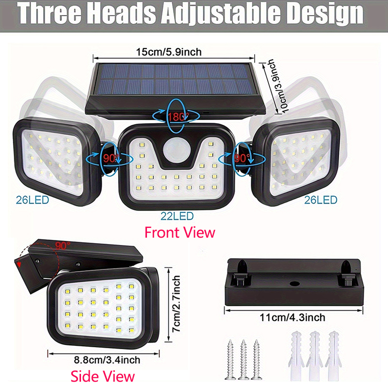 Lámpara Solar de 74 LED con 3  - Outdoor Lighting Front Yard reseña y precio