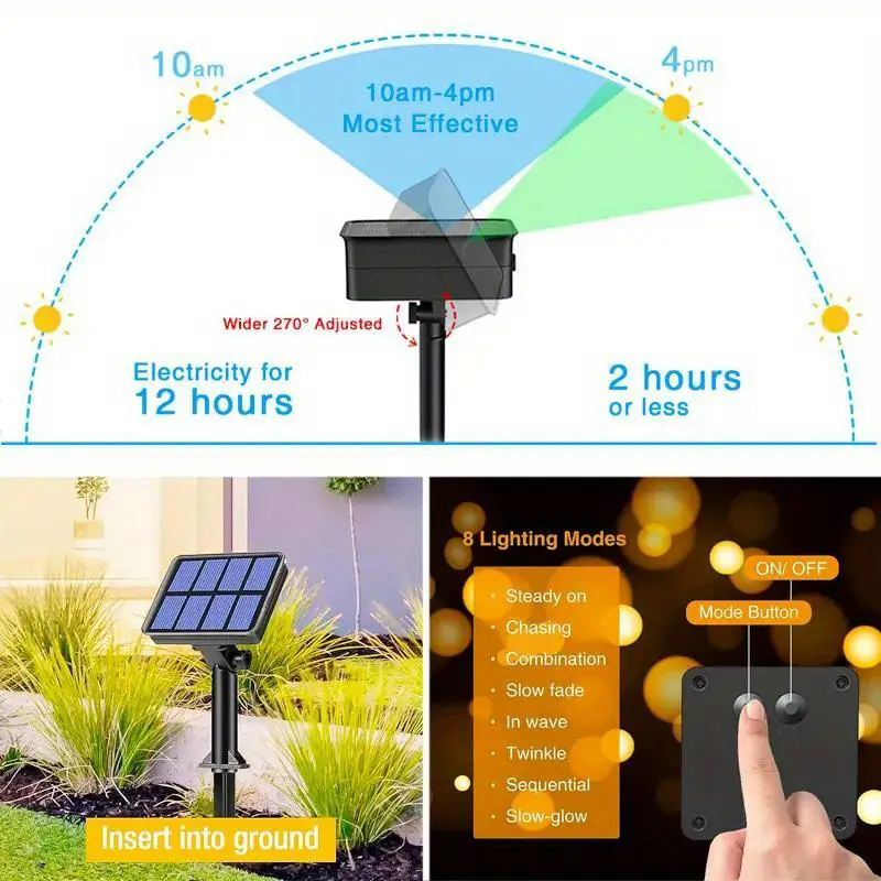 Guirnalda de luces LED solares - Outdoor Lighting Under Pergola reseña y precio